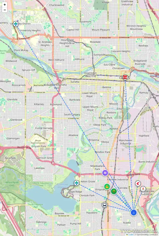 Daily accessibility map for 24 ALDERWOOD CL SE, Calgary showing nearby schools, grocery stores, parks, LRT stations and nearby amenities