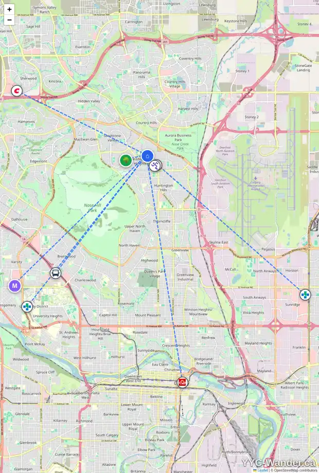 Daily accessibility map for 82 BERMUDA RD NW, Calgary showing nearby schools, grocery stores, parks, LRT stations and nearby amenities