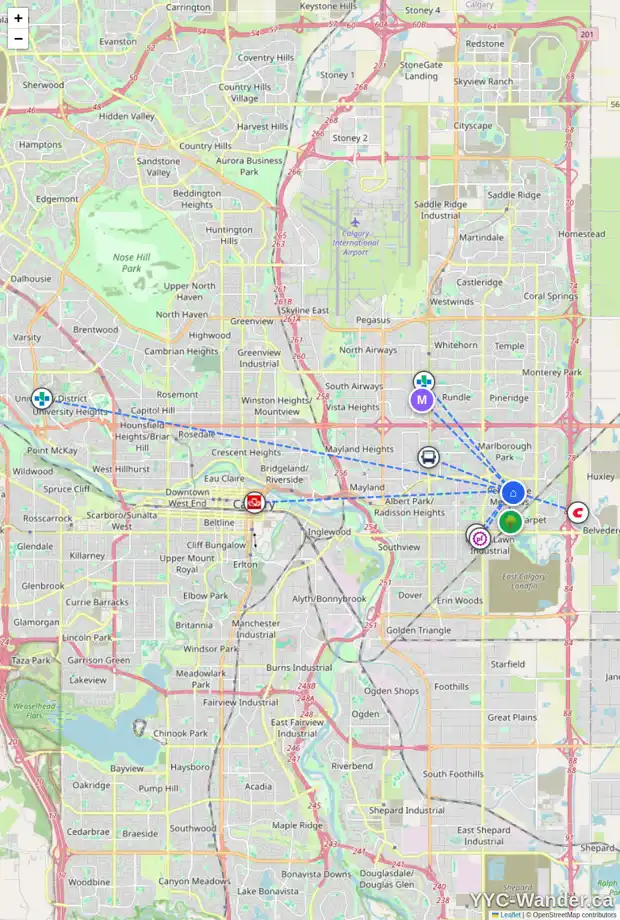 Daily accessibility map for 6252 PENWORTH RD SE, Calgary showing nearby schools, grocery stores, parks, LRT stations and nearby amenities