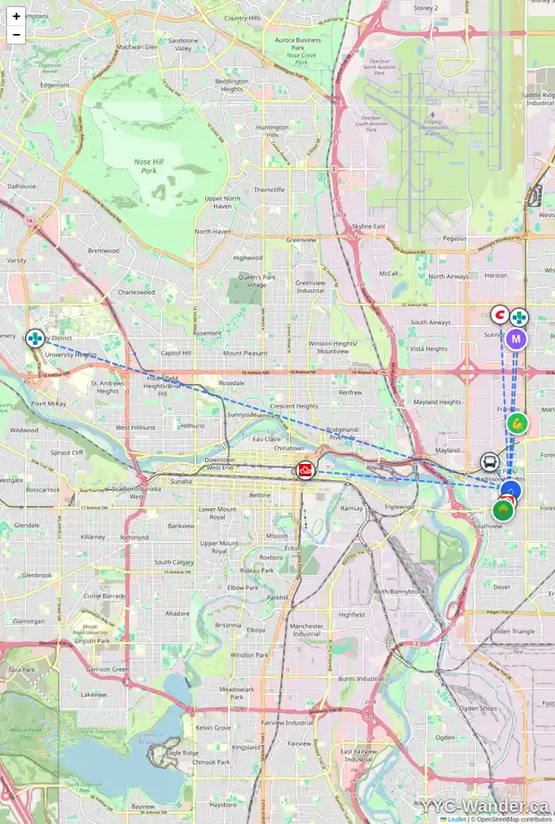 Daily accessibility map for 1311 RADISSON DR SE, Calgary showing nearby schools, grocery stores, parks, LRT stations and nearby amenities