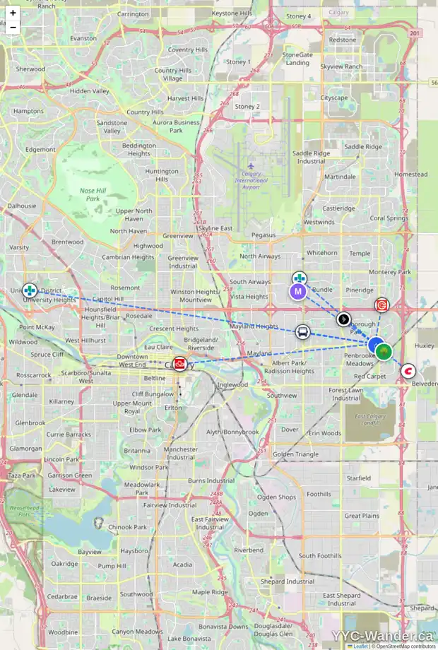 Daily accessibility map for 420 MALVERN CL NE, Calgary showing nearby schools, grocery stores, parks, LRT stations and nearby amenities
