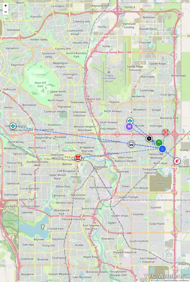 Daily accessibility map for 156 MALVERN DR NE, Calgary showing nearby schools, grocery stores, parks, LRT stations and nearby amenities