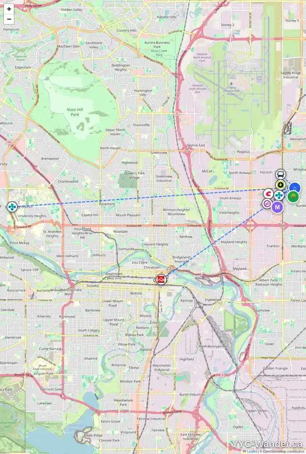 Daily accessibility map for 67 WHITNEL CL NE, Calgary showing nearby schools, grocery stores, parks, LRT stations and nearby amenities