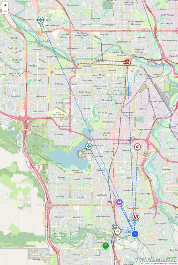 Daily accessibility map for 106 LAKE PLACID CL SE, Calgary showing nearby schools, grocery stores, parks, LRT stations and nearby amenities