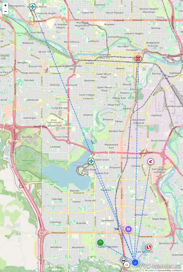 Daily accessibility map for 1122 LAKE PLACID DR SE, Calgary showing nearby schools, grocery stores, parks, LRT stations and nearby amenities