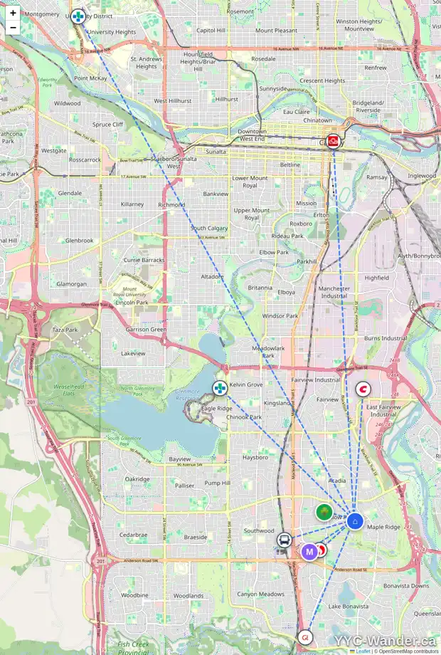 Daily accessibility map for 644 WILLOW PARK DR SE, Calgary showing nearby schools, grocery stores, parks, LRT stations and nearby amenities