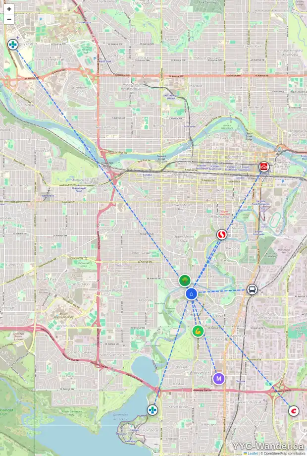 Daily accessibility map for 929 LANSDOWNE AV SW, Calgary showing nearby schools, grocery stores, parks, LRT stations and nearby amenities
