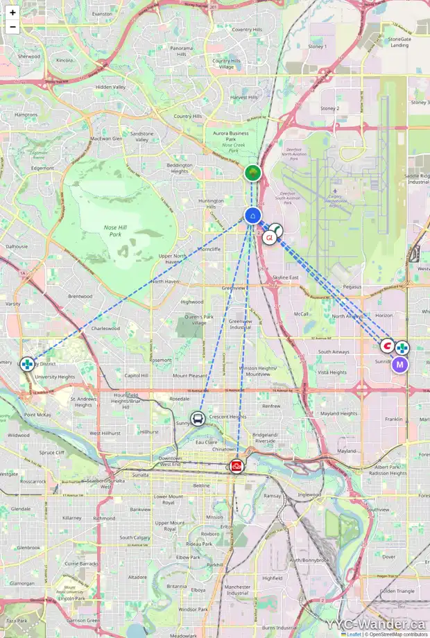 Daily accessibility map for 52 HUNTERHORN CR NE, Calgary showing nearby schools, grocery stores, parks, LRT stations and nearby amenities