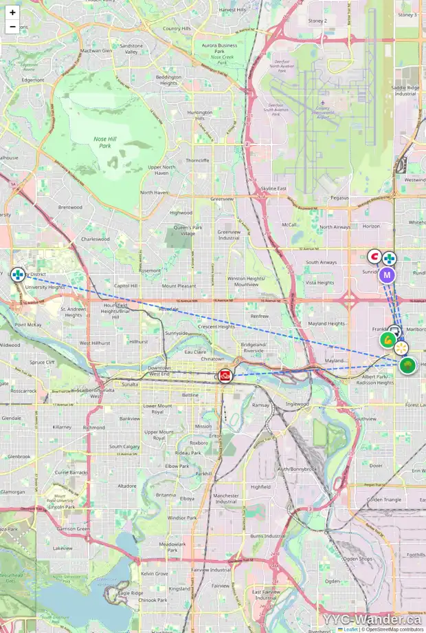 Daily accessibility map for 636 FONDA CO SE, Calgary showing nearby schools, grocery stores, parks, LRT stations and nearby amenities