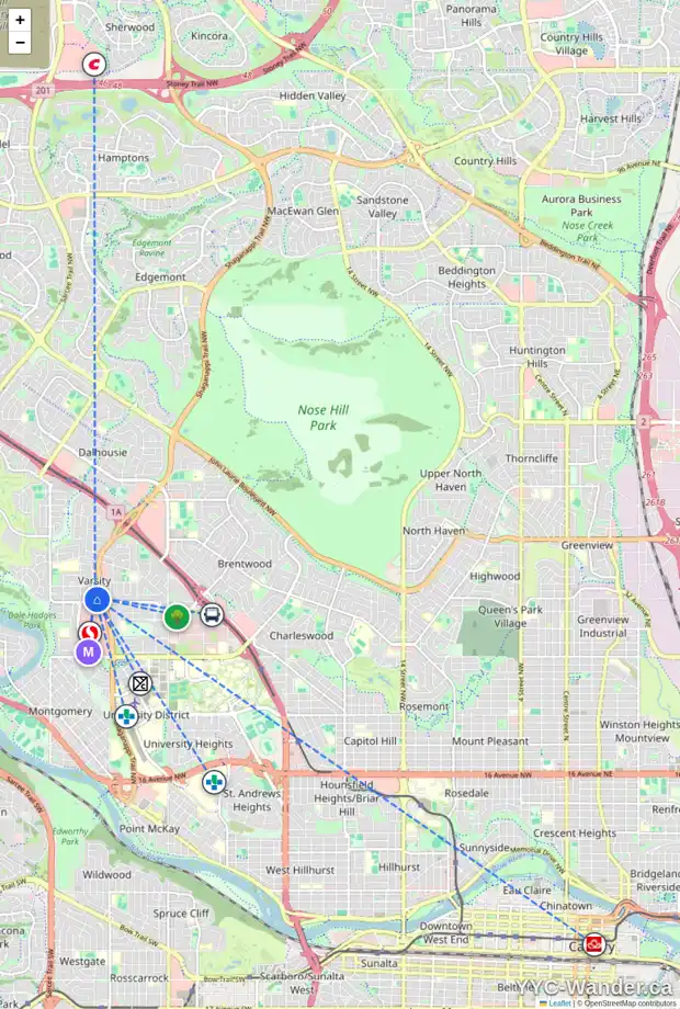 Daily accessibility map for 4204 VANDYKE PL NW, Calgary showing nearby schools, grocery stores, parks, LRT stations and nearby amenities