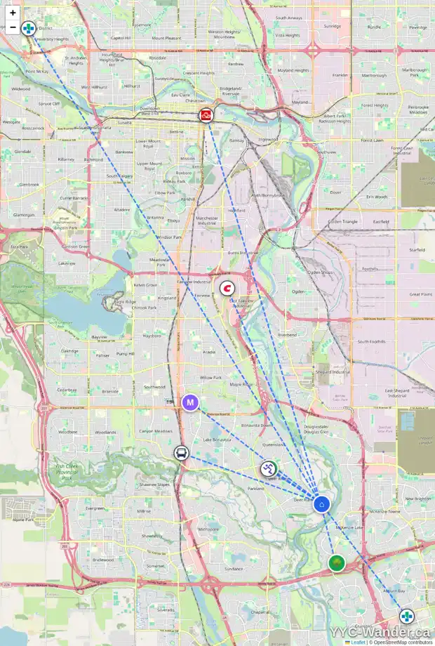 Daily accessibility map for 116 DEERBROOK RD SE, Calgary showing nearby schools, grocery stores, parks, LRT stations and nearby amenities