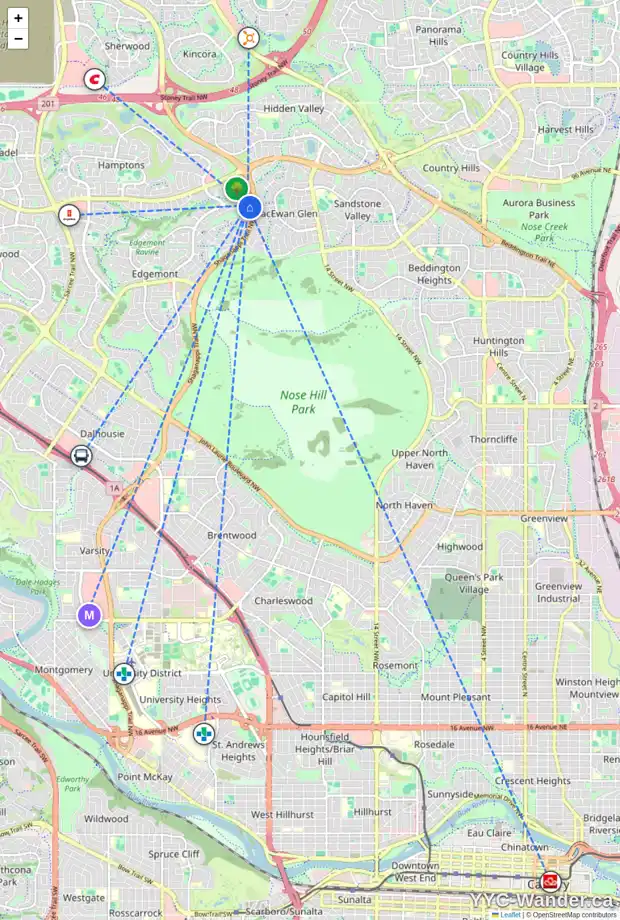 Daily accessibility map for 157 EDGEBROOK PA NW, Calgary showing nearby schools, grocery stores, parks, LRT stations and nearby amenities