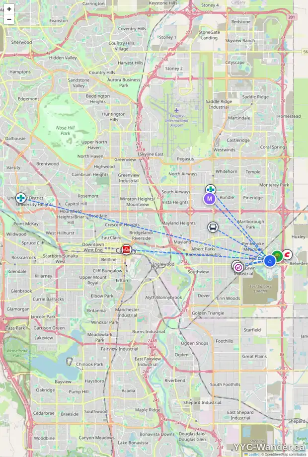 Daily accessibility map for 59 APPLETREE CL SE, Calgary showing nearby schools, grocery stores, parks, LRT stations and nearby amenities