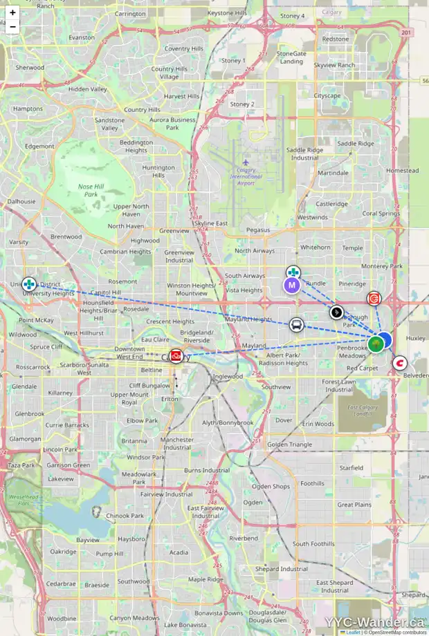 Daily accessibility map for 507 ABALONE PL NE, Calgary showing nearby schools, grocery stores, parks, LRT stations and nearby amenities
