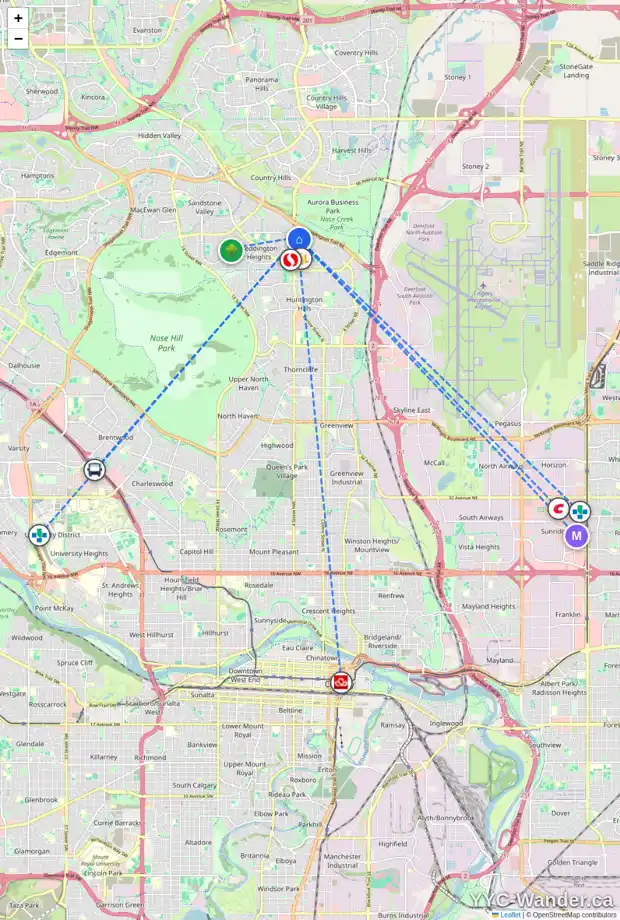 Daily accessibility map for 272 BEDDINGTON CI NE, Calgary showing nearby schools, grocery stores, parks, LRT stations and nearby amenities