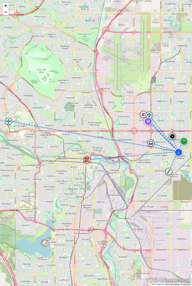 Daily accessibility map for 212 PENWORTH DR SE, Calgary showing nearby schools, grocery stores, parks, LRT stations and nearby amenities