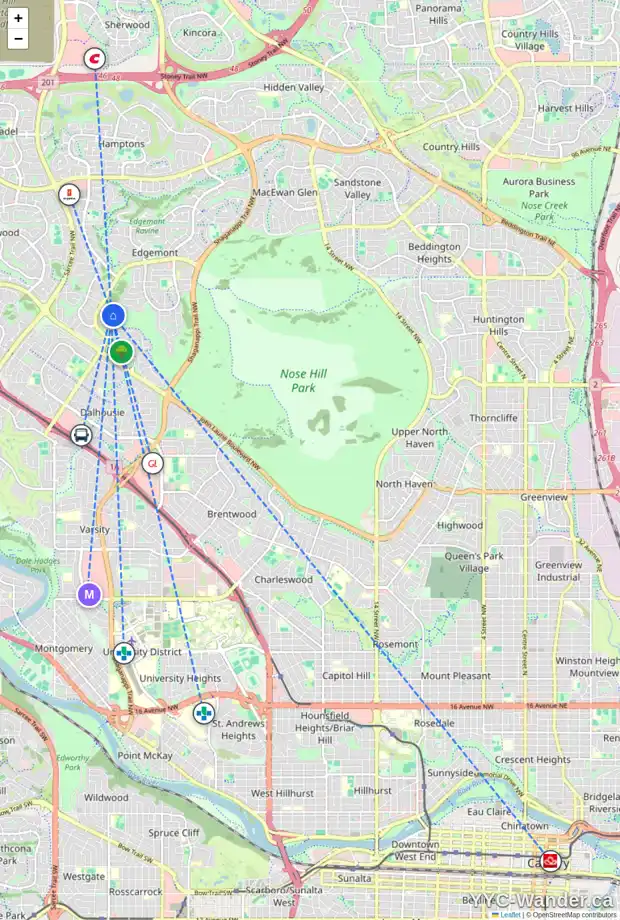 Daily accessibility map for 75 EDENSTONE VW NW, Calgary showing nearby schools, grocery stores, parks, LRT stations and nearby amenities