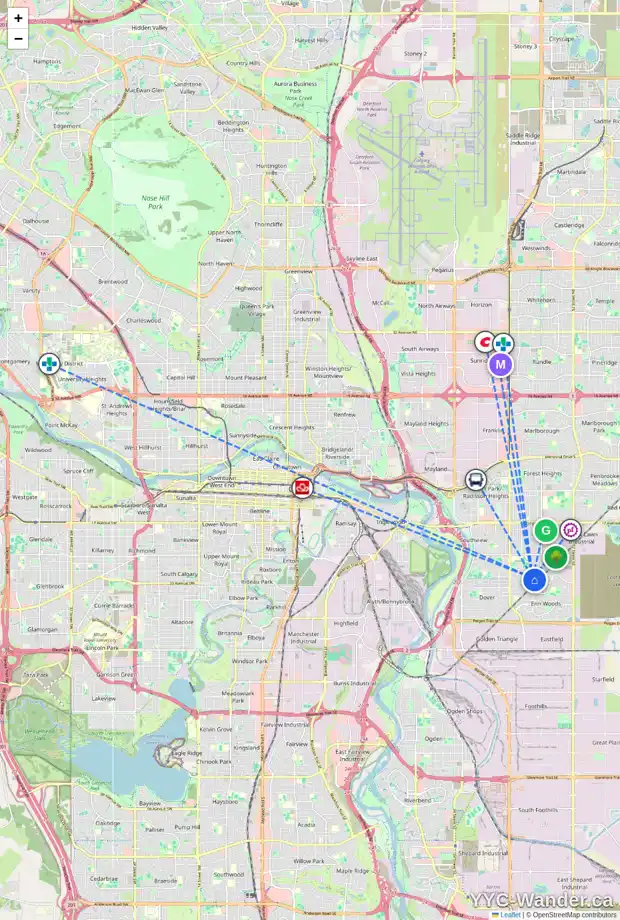 Daily accessibility map for 3244 DOVER CR SE, Calgary showing nearby schools, grocery stores, parks, LRT stations and nearby amenities