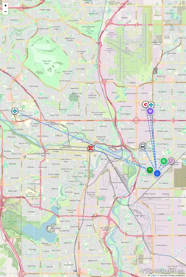 Daily accessibility map for 3929 29A AV SE, Calgary showing nearby schools, grocery stores, parks, LRT stations and nearby amenities