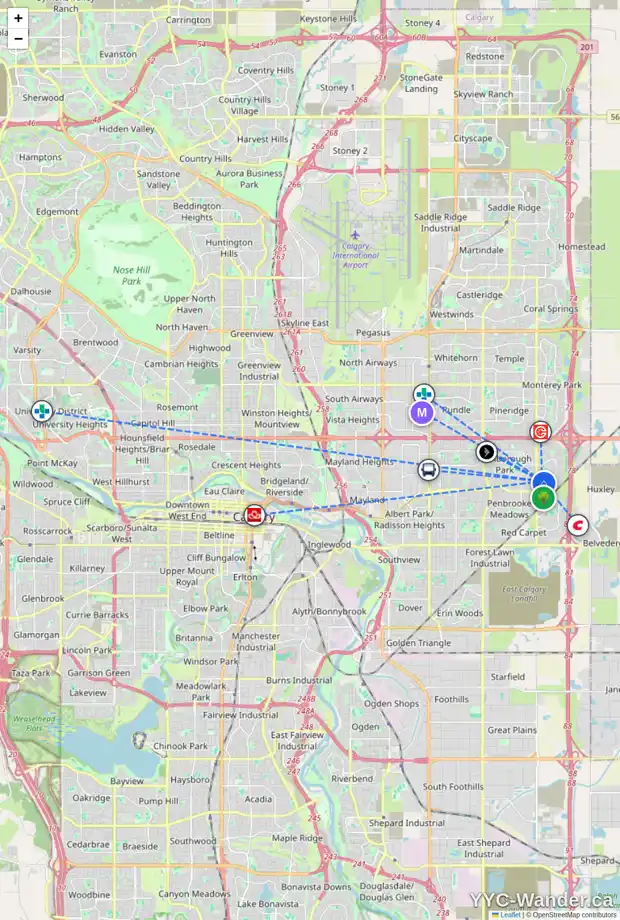 Daily accessibility map for 8 ABBERFIELD CR NE, Calgary showing nearby schools, grocery stores, parks, LRT stations and nearby amenities