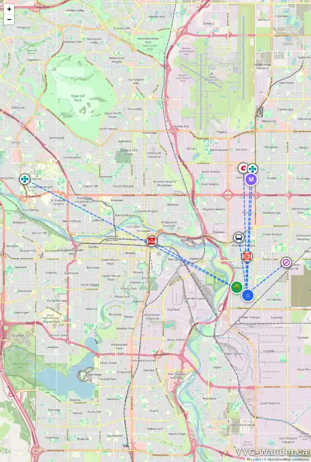 Daily accessibility map for 40 DOVERTHORN PL SE, Calgary showing nearby schools, grocery stores, parks, LRT stations and nearby amenities