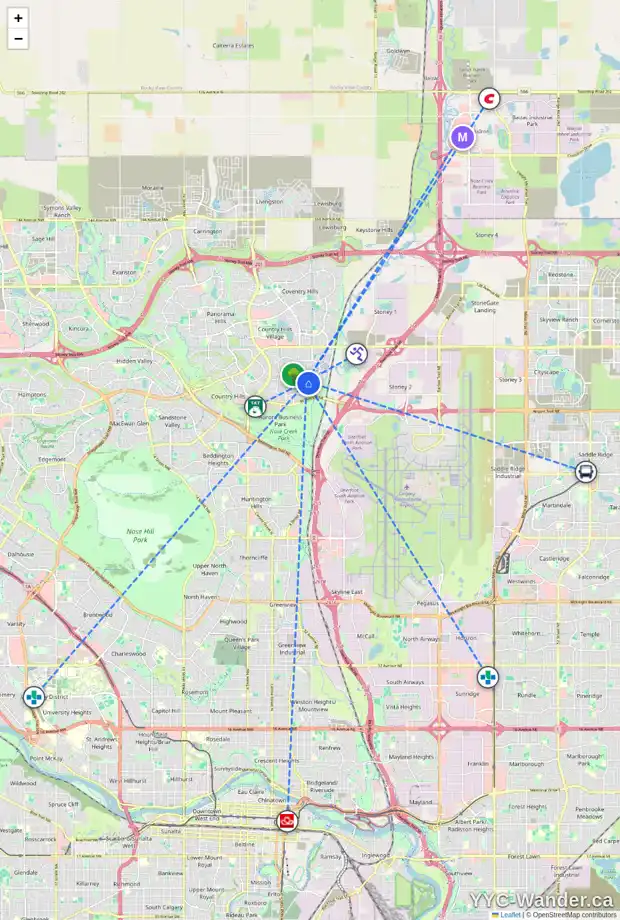Daily accessibility map for 417 HARVEST LAKE DR NE, Calgary showing nearby schools, grocery stores, parks, LRT stations and nearby amenities