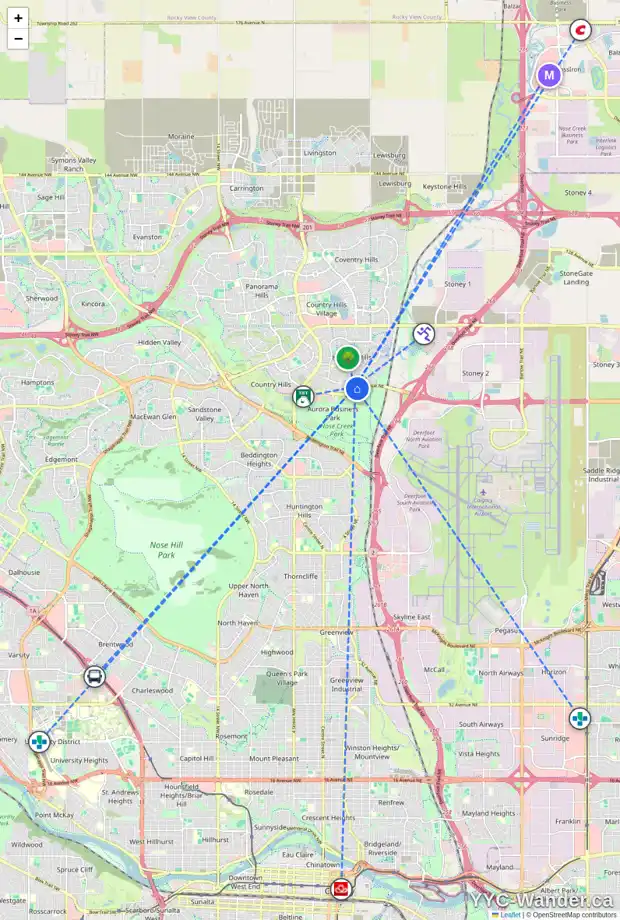 Daily accessibility map for 229 HARVEST GLEN PL NE, Calgary showing nearby schools, grocery stores, parks, LRT stations and nearby amenities