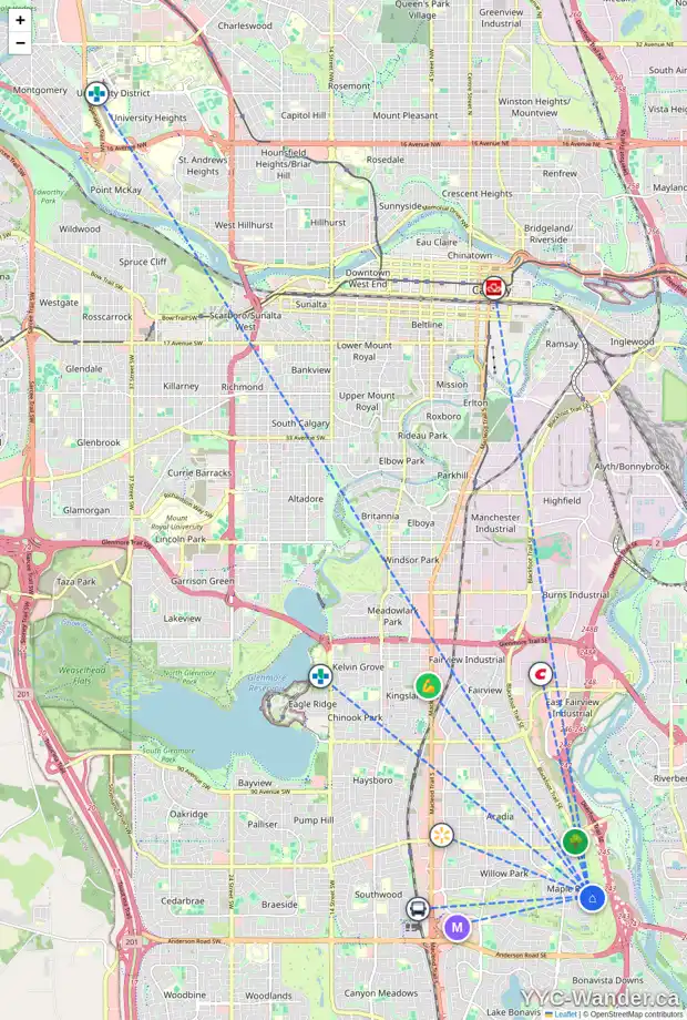 Daily accessibility map for 10755 MAPLESHIRE CR SE, Calgary showing nearby schools, grocery stores, parks, LRT stations and nearby amenities