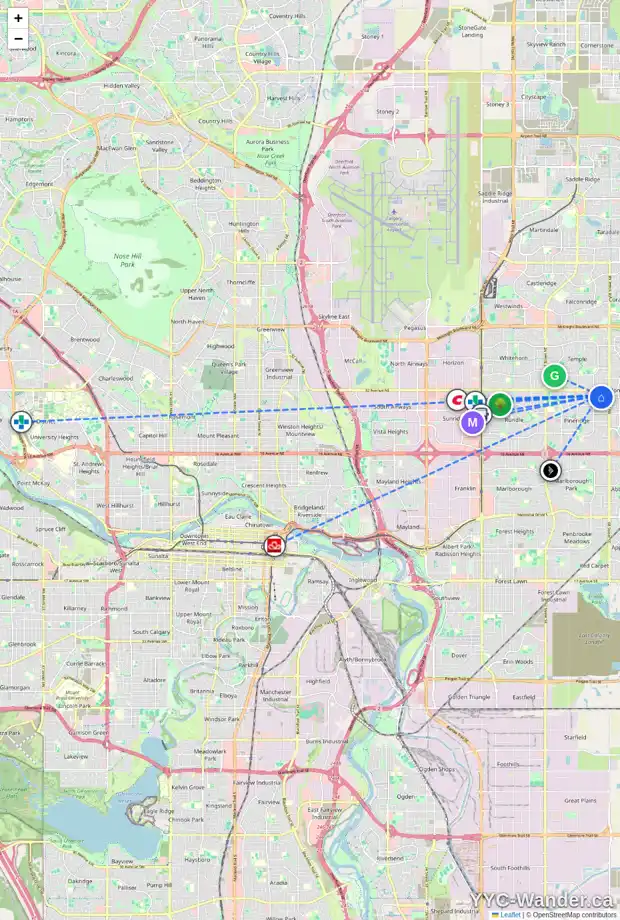 Daily accessibility map for 191 PINECLIFF WY NE, Calgary showing nearby schools, grocery stores, parks, LRT stations and nearby amenities