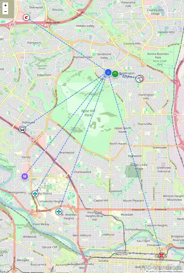 Daily accessibility map for 295 BERWICK DR NW, Calgary showing nearby schools, grocery stores, parks, LRT stations and nearby amenities