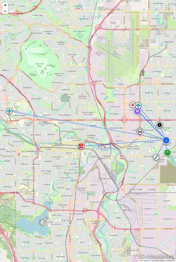 Daily accessibility map for 332 PENWORTH WY SE, Calgary showing nearby schools, grocery stores, parks, LRT stations and nearby amenities