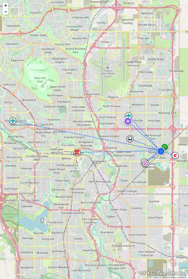Daily accessibility map for 403 PENBROOKE CR SE, Calgary showing nearby schools, grocery stores, parks, LRT stations and nearby amenities
