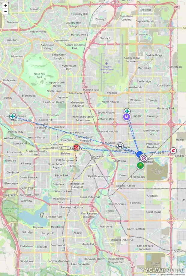 Daily accessibility map for 1520 46 ST SE, Calgary showing nearby schools, grocery stores, parks, LRT stations and nearby amenities