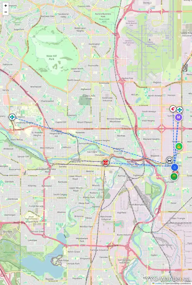 Daily accessibility map for 3235 RAE CR SE, Calgary showing nearby schools, grocery stores, parks, LRT stations and nearby amenities