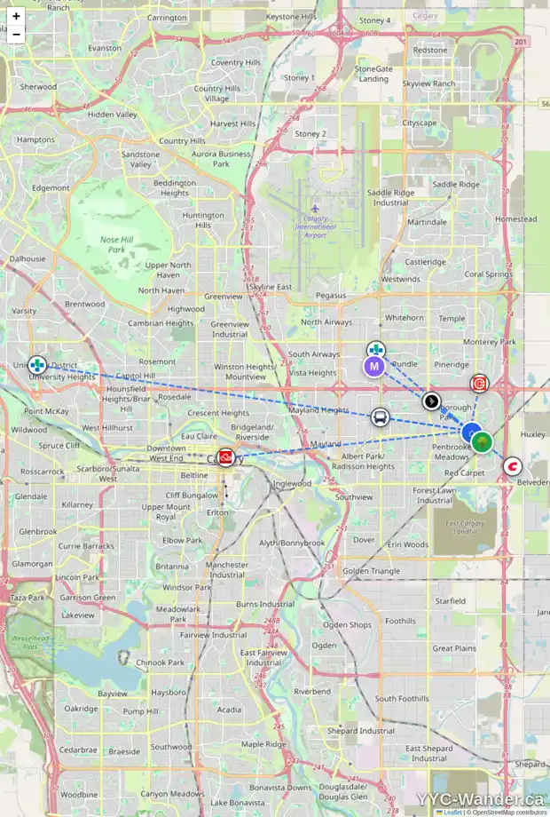 Daily accessibility map for 155 MALVERN DR NE, Calgary showing nearby schools, grocery stores, parks, LRT stations and nearby amenities
