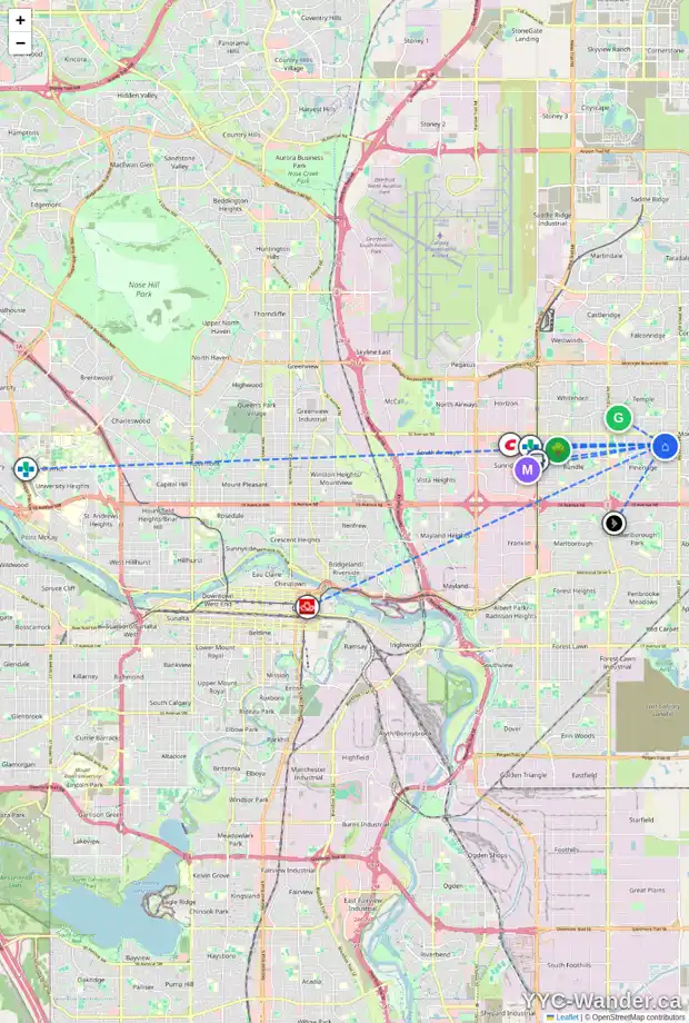 Daily accessibility map for 6856 RUNDLEHORN DR NE, Calgary showing nearby schools, grocery stores, parks, LRT stations and nearby amenities