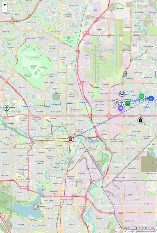 Daily accessibility map for 404 TEMPLEVIEW DR NE, Calgary showing nearby schools, grocery stores, parks, LRT stations and nearby amenities