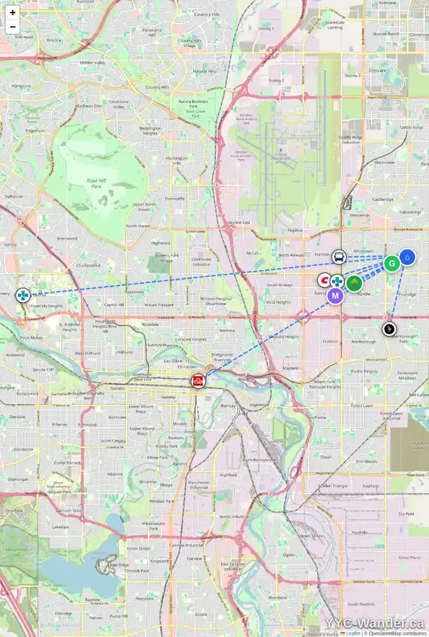 Daily accessibility map for 23A TEMPLEHILL PL NE, Calgary showing nearby schools, grocery stores, parks, LRT stations and nearby amenities