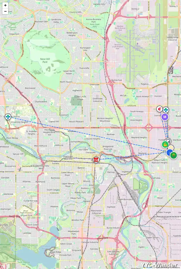 Daily accessibility map for 25 3745 FONDA WY SE, Calgary showing nearby schools, grocery stores, parks, LRT stations and nearby amenities