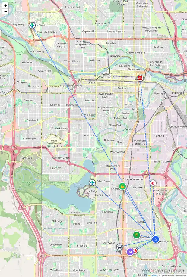 Daily accessibility map for 811 WILLOW PARK DR SE, Calgary showing nearby schools, grocery stores, parks, LRT stations and nearby amenities