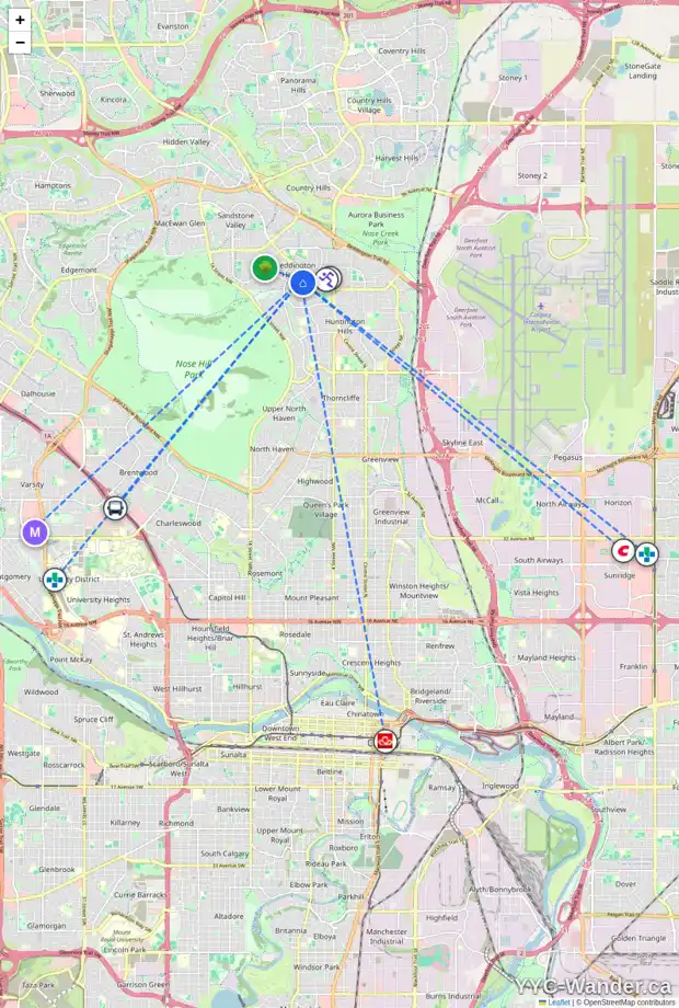 Daily accessibility map for 964 BERKLEY DR NW, Calgary showing nearby schools, grocery stores, parks, LRT stations and nearby amenities
