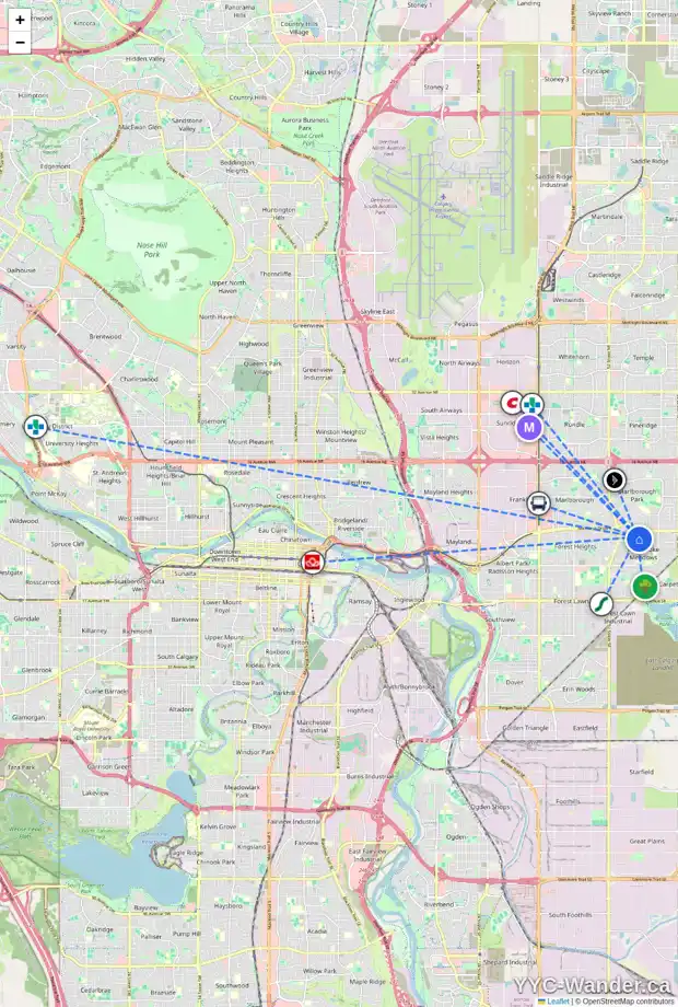 Daily accessibility map for 336 PENWORTH WY SE, Calgary showing nearby schools, grocery stores, parks, LRT stations and nearby amenities