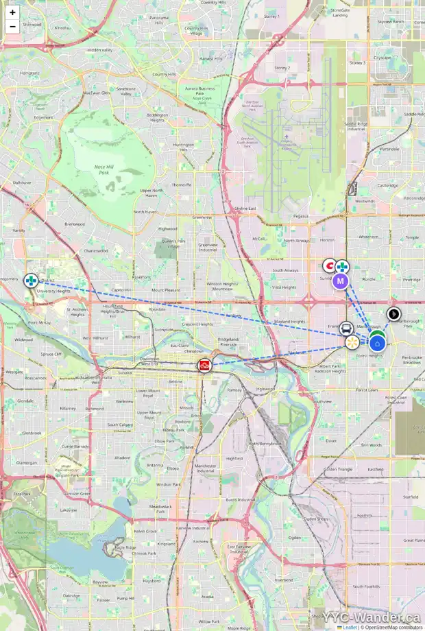 Daily accessibility map for 4703 MARBURY PL NE, Calgary showing nearby schools, grocery stores, parks, LRT stations and nearby amenities