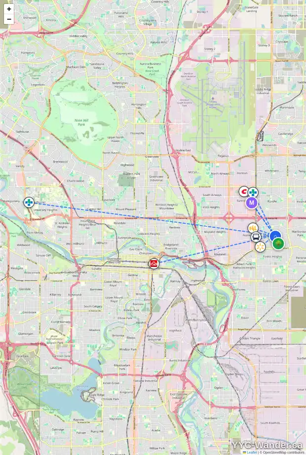 Daily accessibility map for 731 MARYVALE WY NE, Calgary showing nearby schools, grocery stores, parks, LRT stations and nearby amenities
