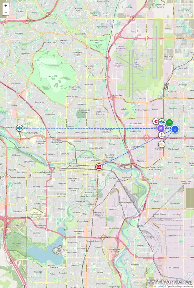 Daily accessibility map for 4819 RUNDLEWOOD DR NE, Calgary showing nearby schools, grocery stores, parks, LRT stations and nearby amenities