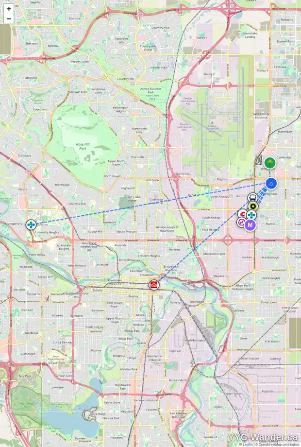 Daily accessibility map for 815 WHITEHILL WY NE, Calgary showing nearby schools, grocery stores, parks, LRT stations and nearby amenities