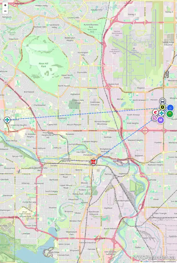 Daily accessibility map for 32 WHITNEL CL NE, Calgary showing nearby schools, grocery stores, parks, LRT stations and nearby amenities