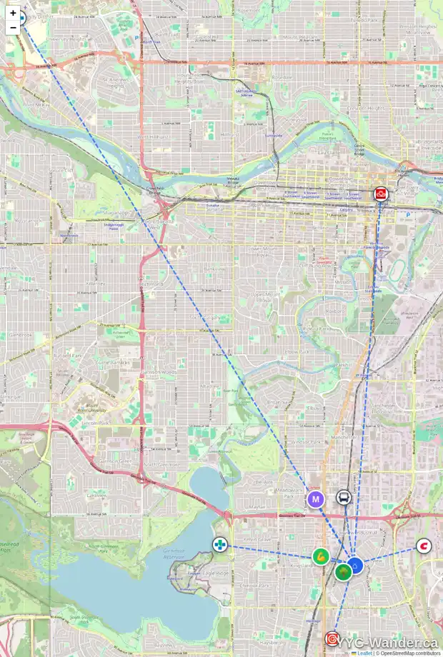 Daily accessibility map for 8 FOLEY RD SE, Calgary showing nearby schools, grocery stores, parks, LRT stations and nearby amenities