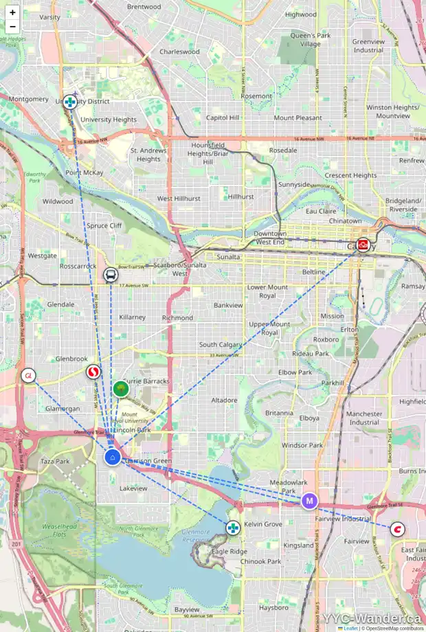 Daily accessibility map for 5608 LAKEVIEW DR SW, Calgary showing nearby schools, grocery stores, parks, LRT stations and nearby amenities