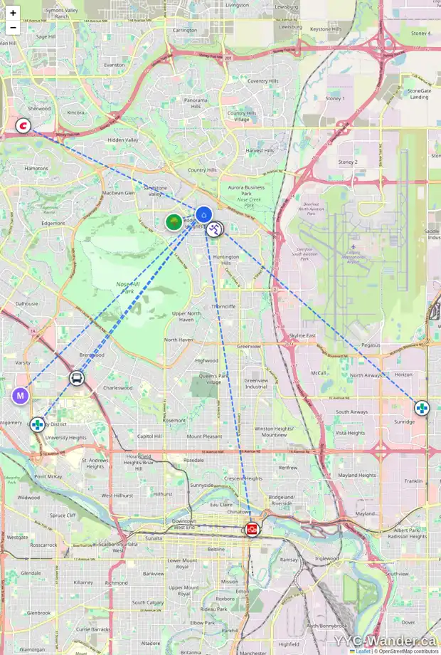 Daily accessibility map for 92 BERMUDA RD NW, Calgary showing nearby schools, grocery stores, parks, LRT stations and nearby amenities